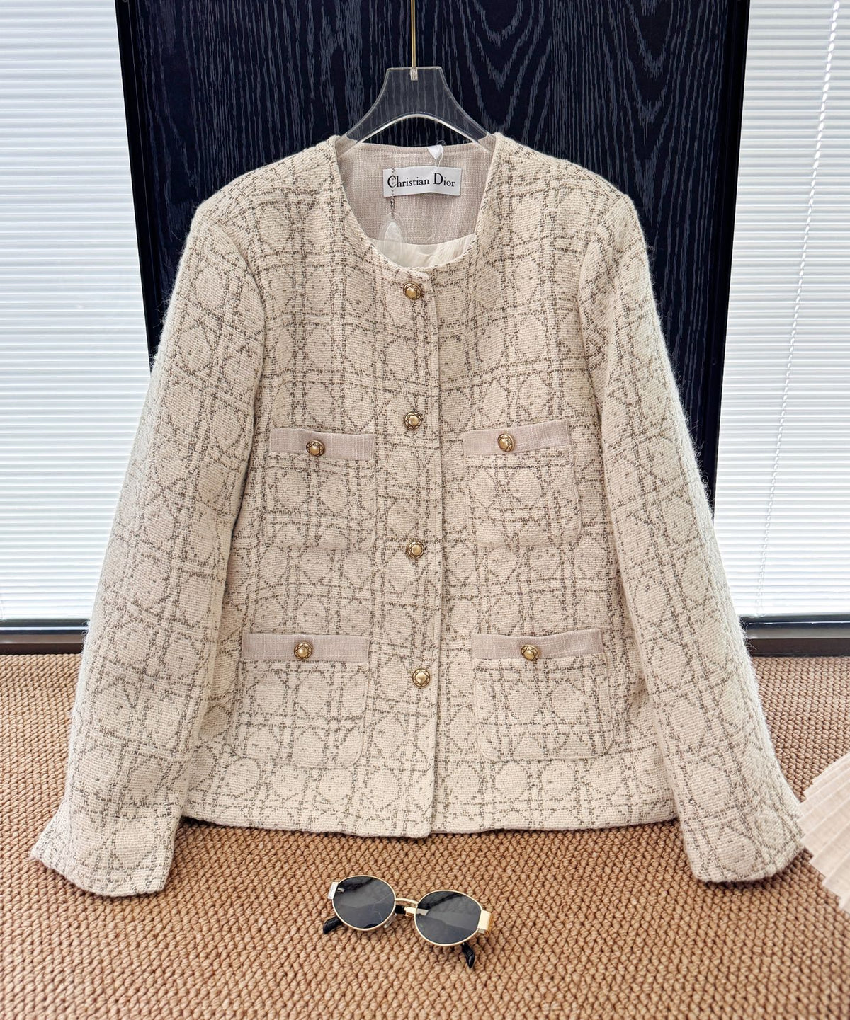Dior Wealthy Heiress Diamond Quilted Tweed Down Jacket