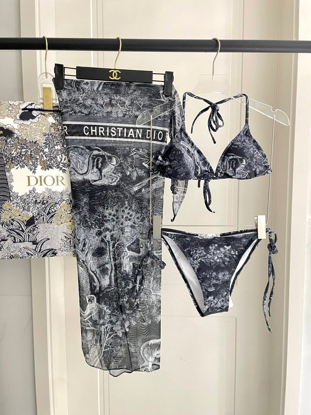 Dior New Collection Animal Print Three-Piece Swimwear Set