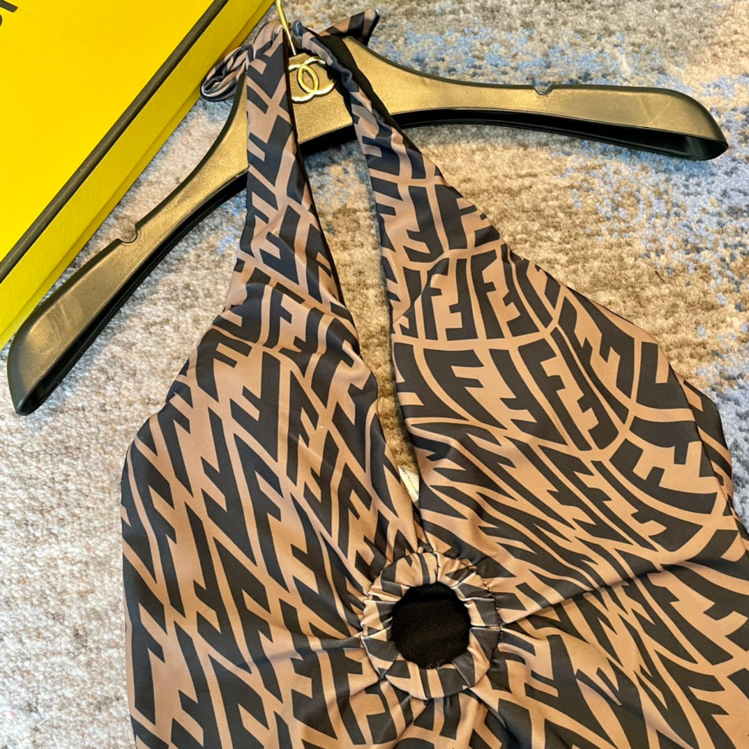 Fendi Versatile Backless One-Piece Swimsuit
