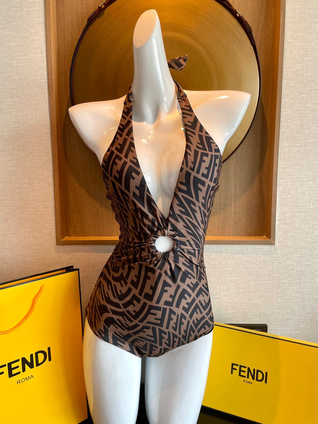 Fendi Versatile Backless One-Piece Swimsuit