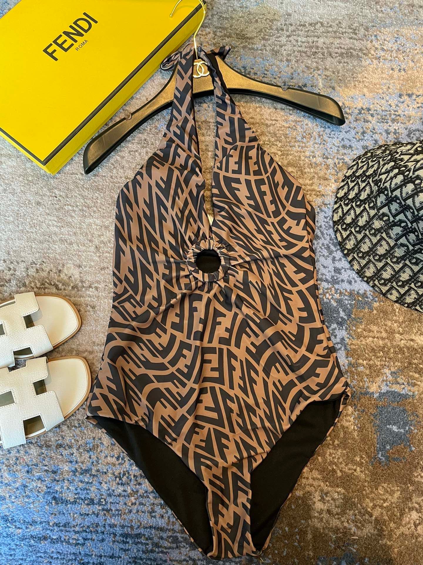 Fendi Versatile Backless One-Piece Swimsuit
