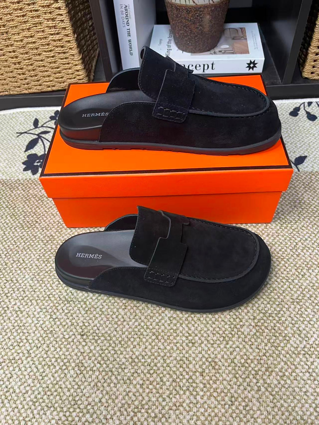 Hermès Suede Calfskin Chunky Mules