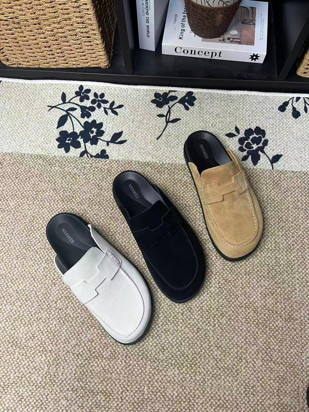 Hermès Suede Calfskin Chunky Mules