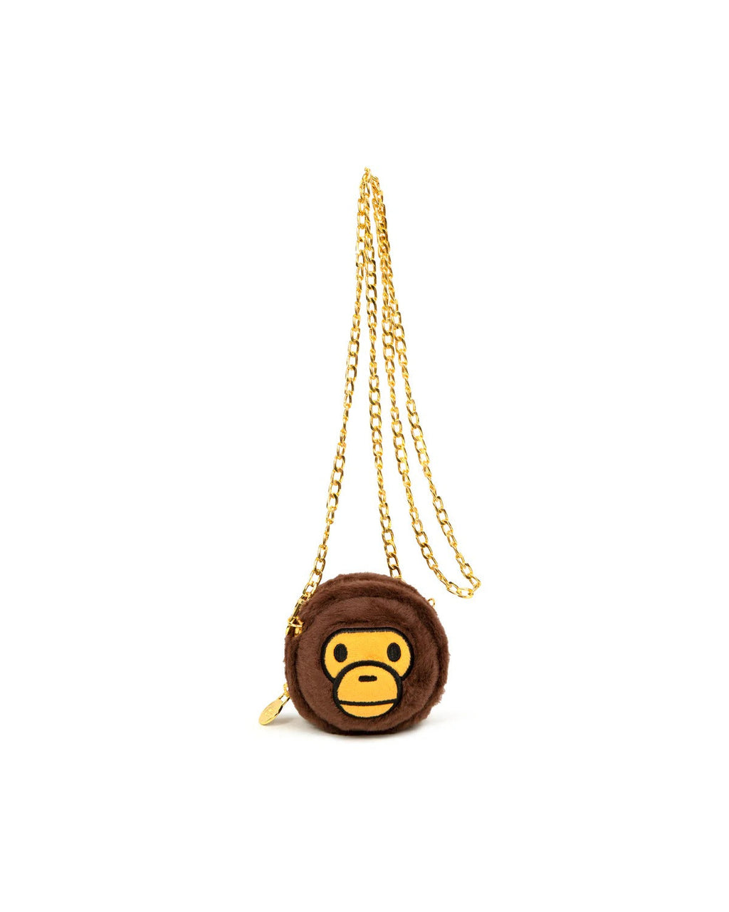 BAPE BABY MILO PLUSH DOLL CHAIN MINI CROSS SHOULDER BAG - BROWN/YELLOW MONKEY FACE