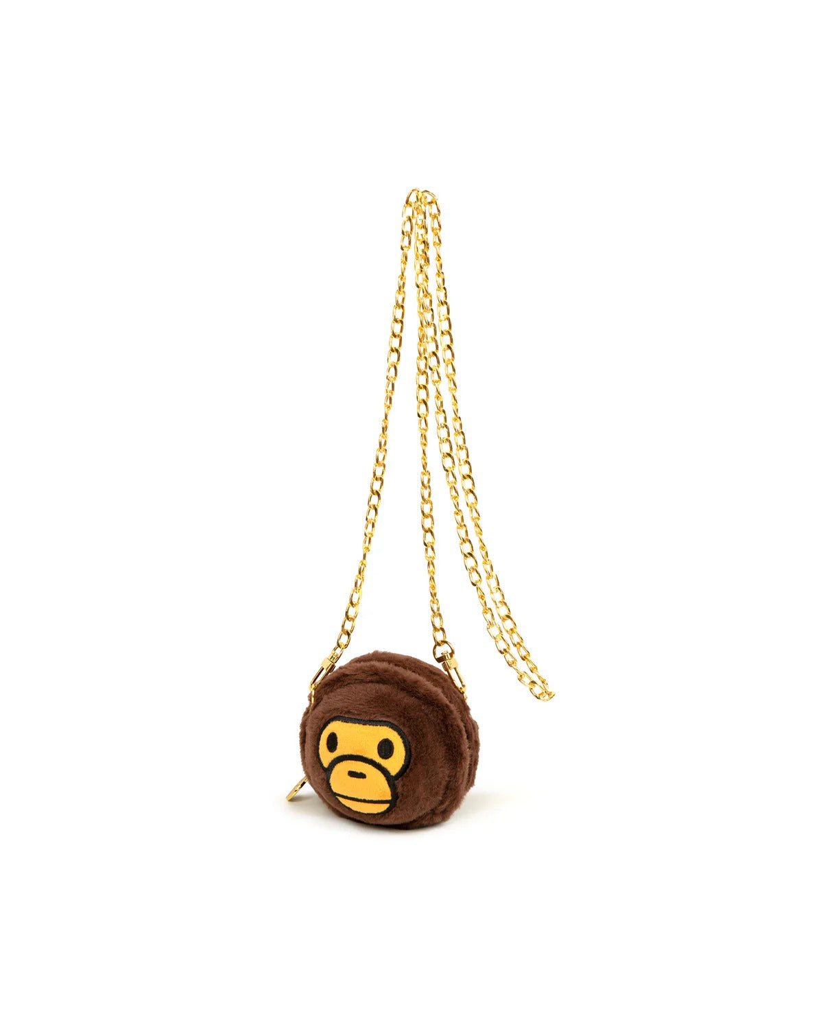 BAPE BABY MILO PLUSH DOLL CHAIN MINI CROSS SHOULDER BAG - BROWN/YELLOW MONKEY FACE