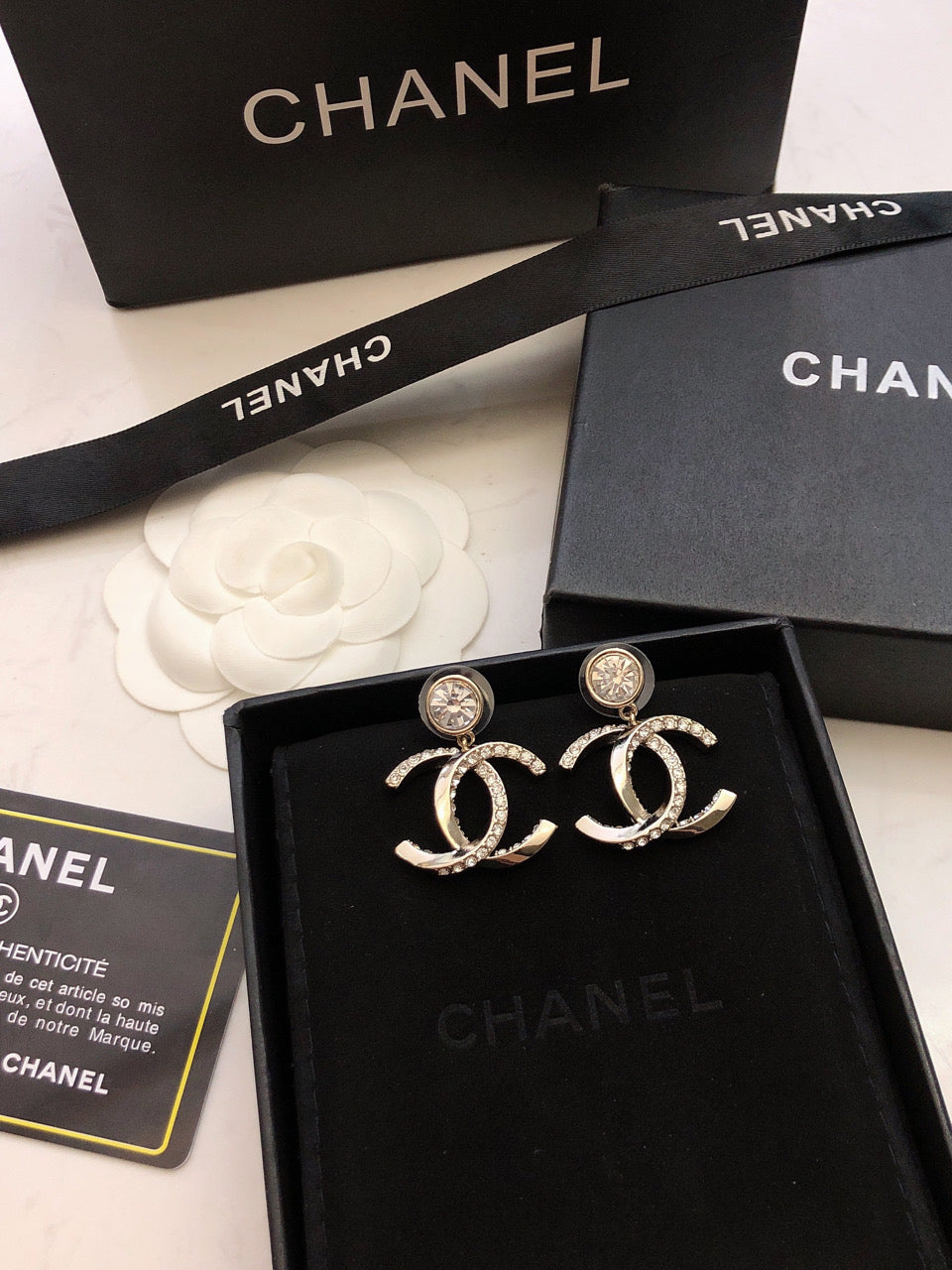 Chanel Twisted CC Diamond Earrings