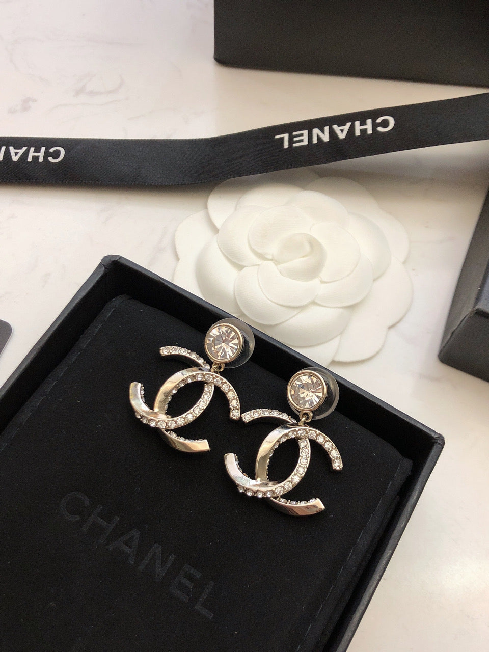Chanel Twisted CC Diamond Earrings
