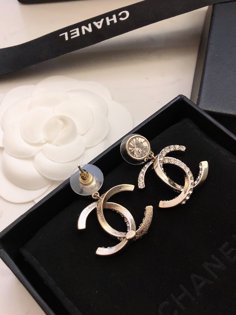 Chanel Twisted CC Diamond Earrings