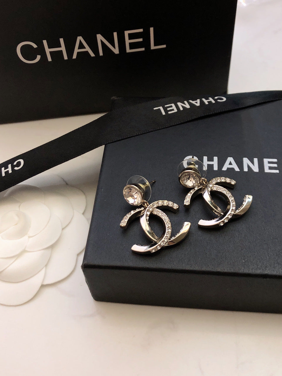 Chanel Twisted CC Diamond Earrings