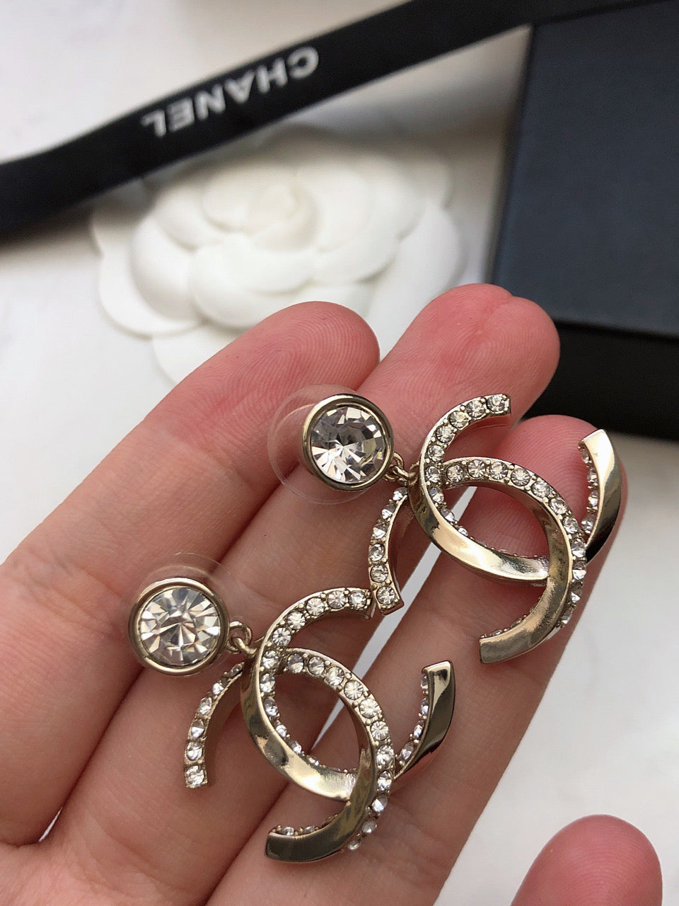 Chanel Twisted CC Diamond Earrings