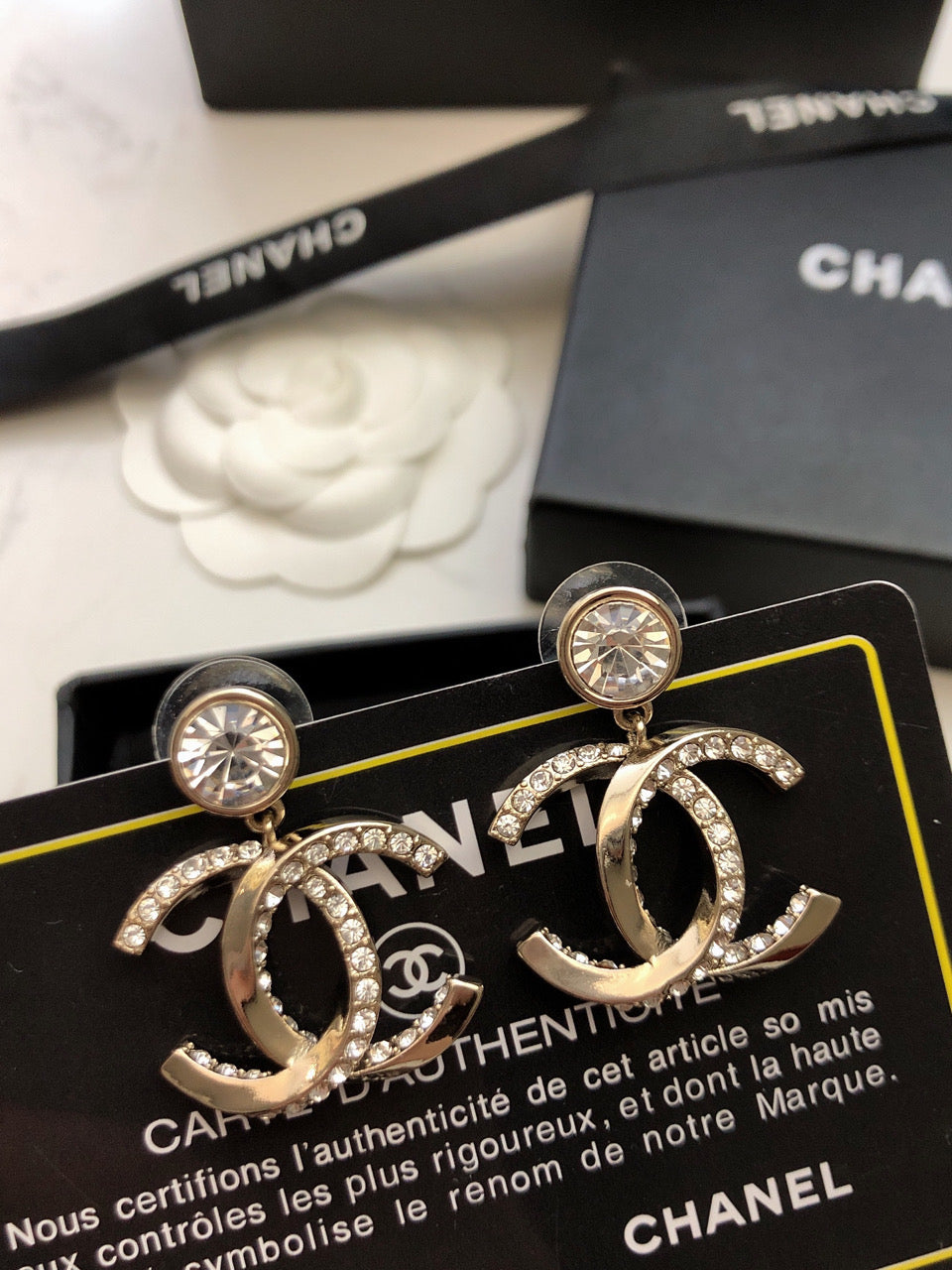 Chanel Twisted CC Diamond Earrings