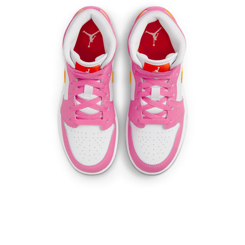 Air Jordan 1 Mid Pinksickle Safety Orange (GS) Sneakers - Pink