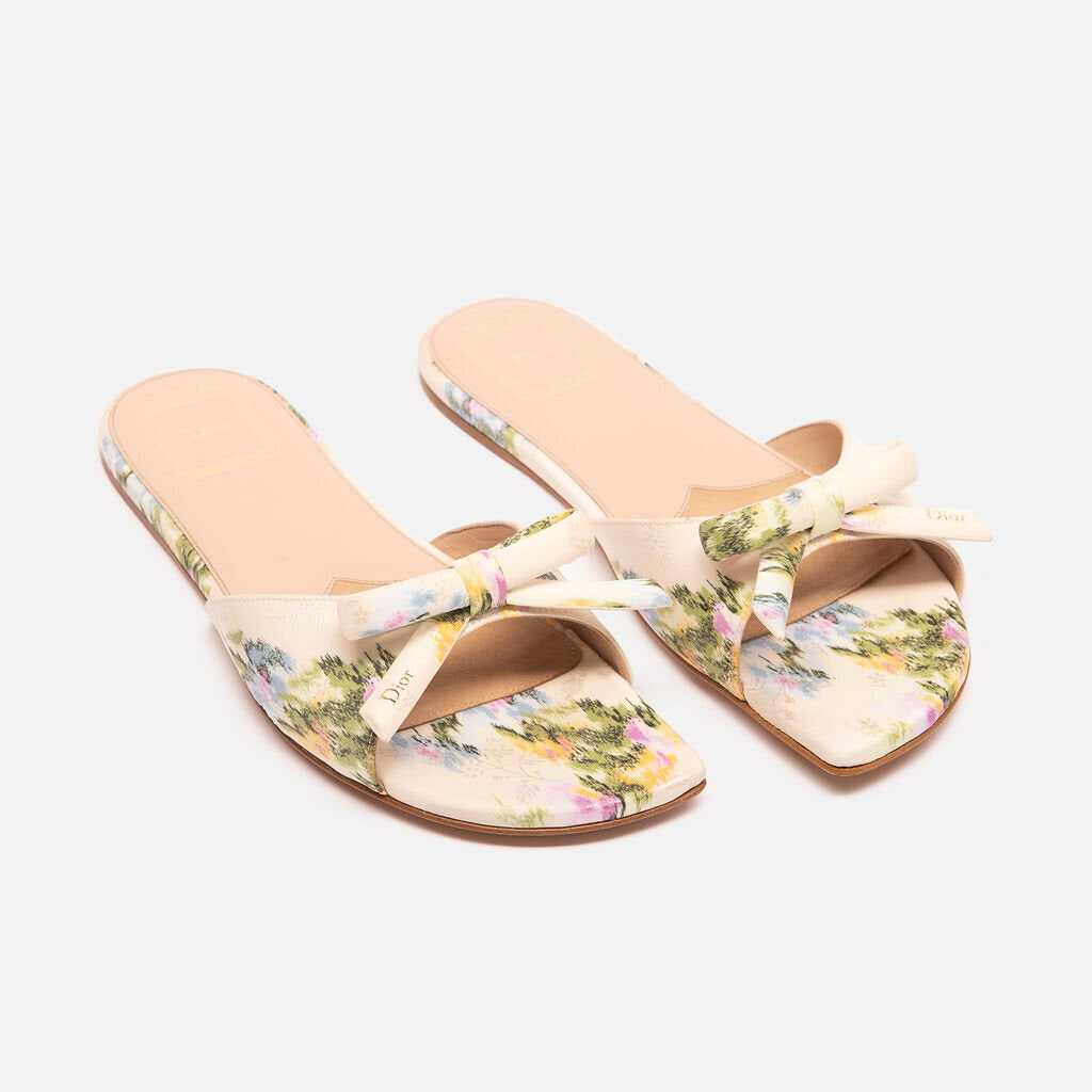 Christian Dior Multicolor Secret Garden Jacquard Bow Slides