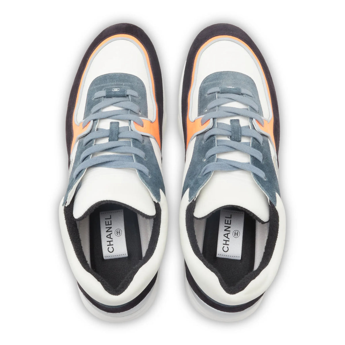 Preloved - Chanel CC Logo Suede Nylon White Orange Blue Sneaker