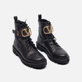 Valentino Black Leather Lace-Up Boots