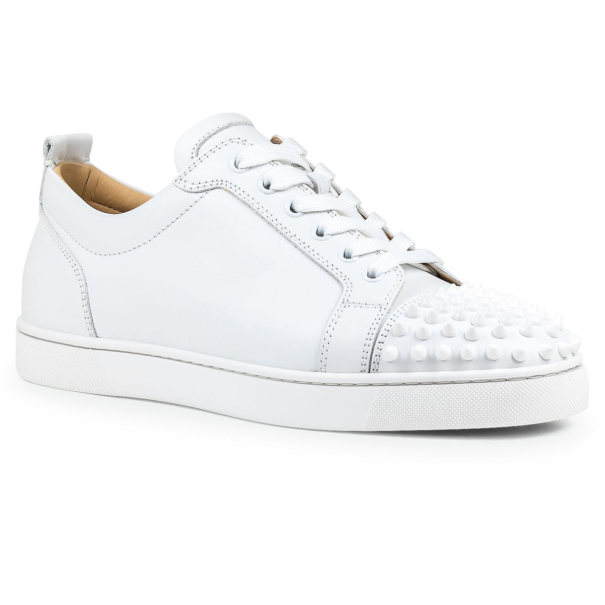Christian Louboutin Louis Junior Spikes Leather White Sneakers