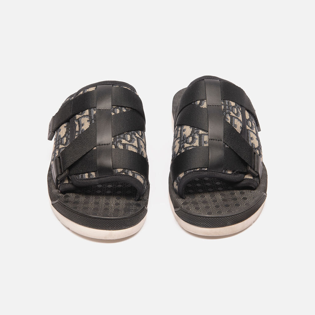 Christian Dior Navy Oblique Jacquard Sandals