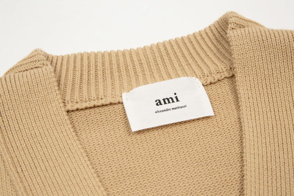 Ami Paris Classic Heart Embroidered Cardigan Sweater