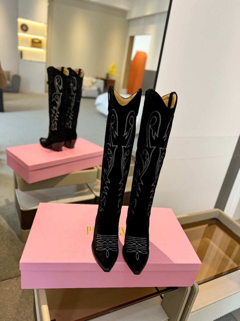 Paris Texas Embroidered Knee-High Boots