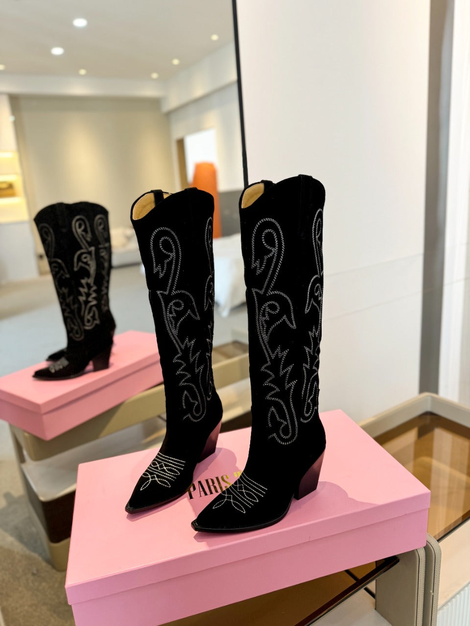 Paris Texas Embroidered Knee-High Boots