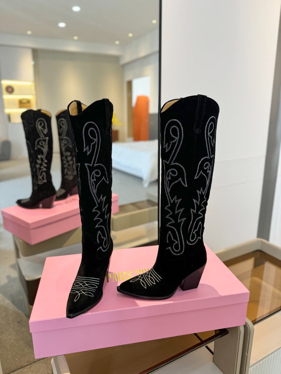 Paris Texas Embroidered Knee-High Boots
