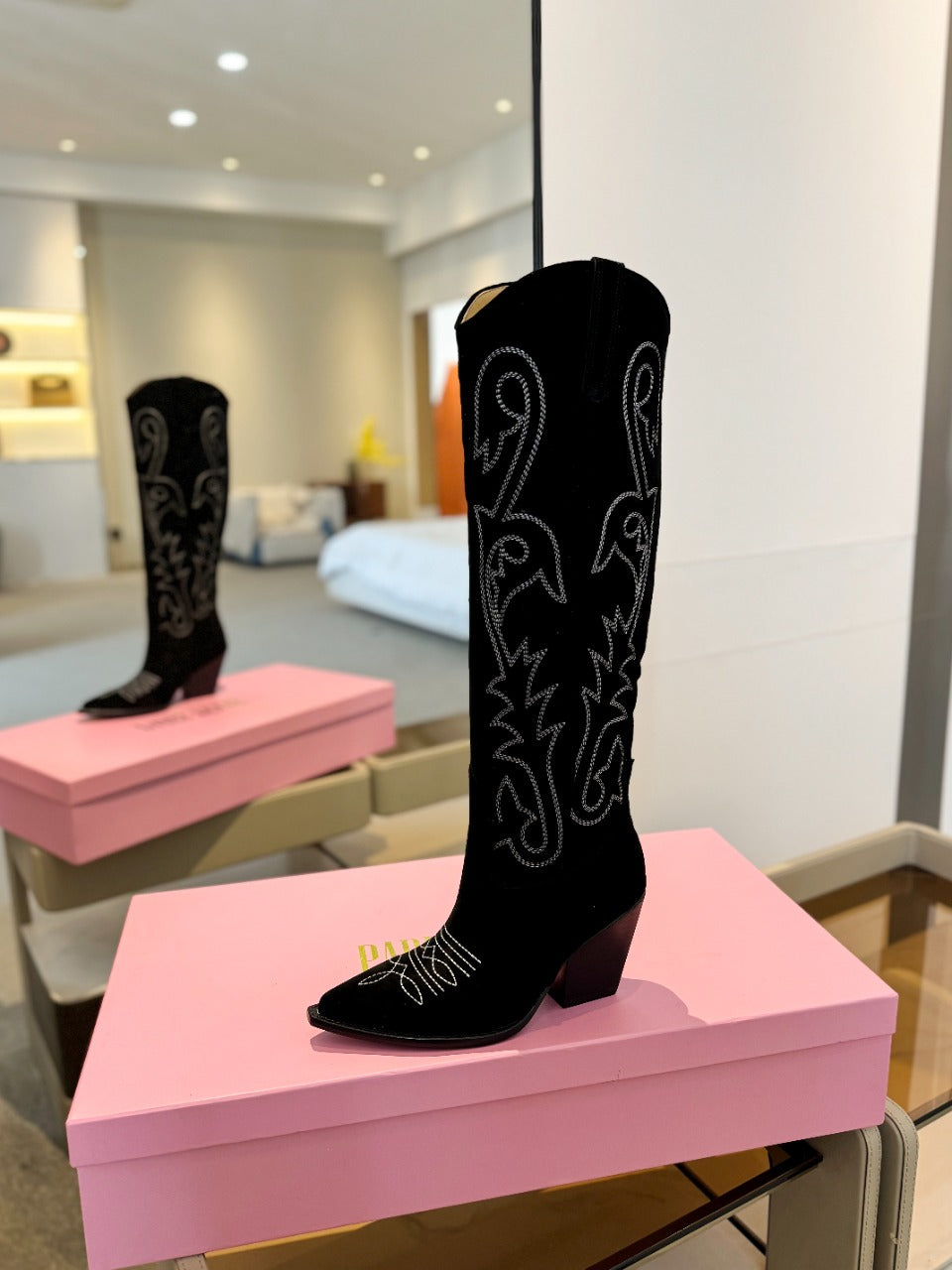 Paris Texas Embroidered Knee-High Boots