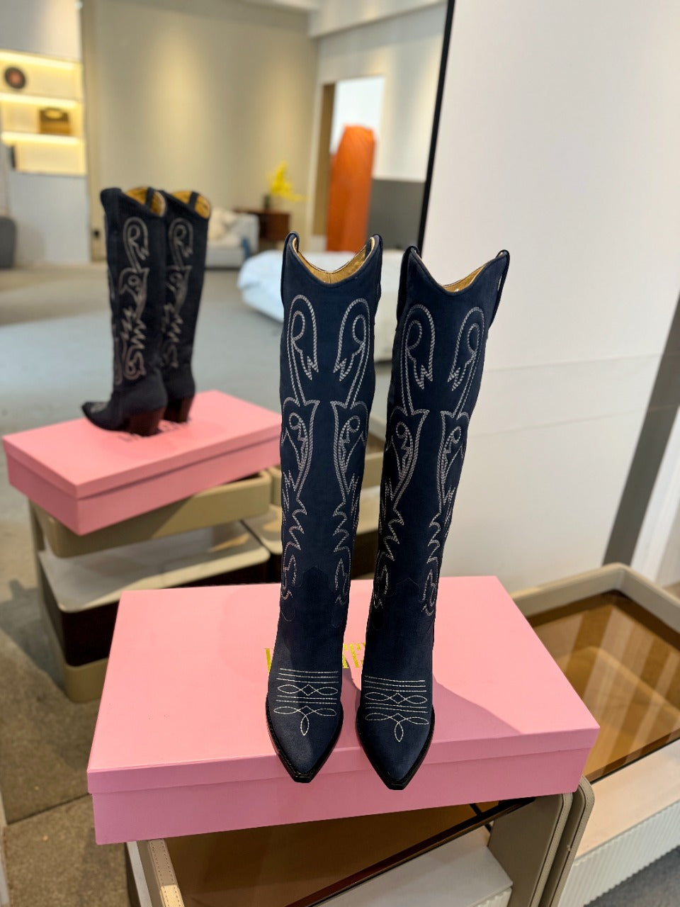 Paris Texas Embroidered Knee-High Boots