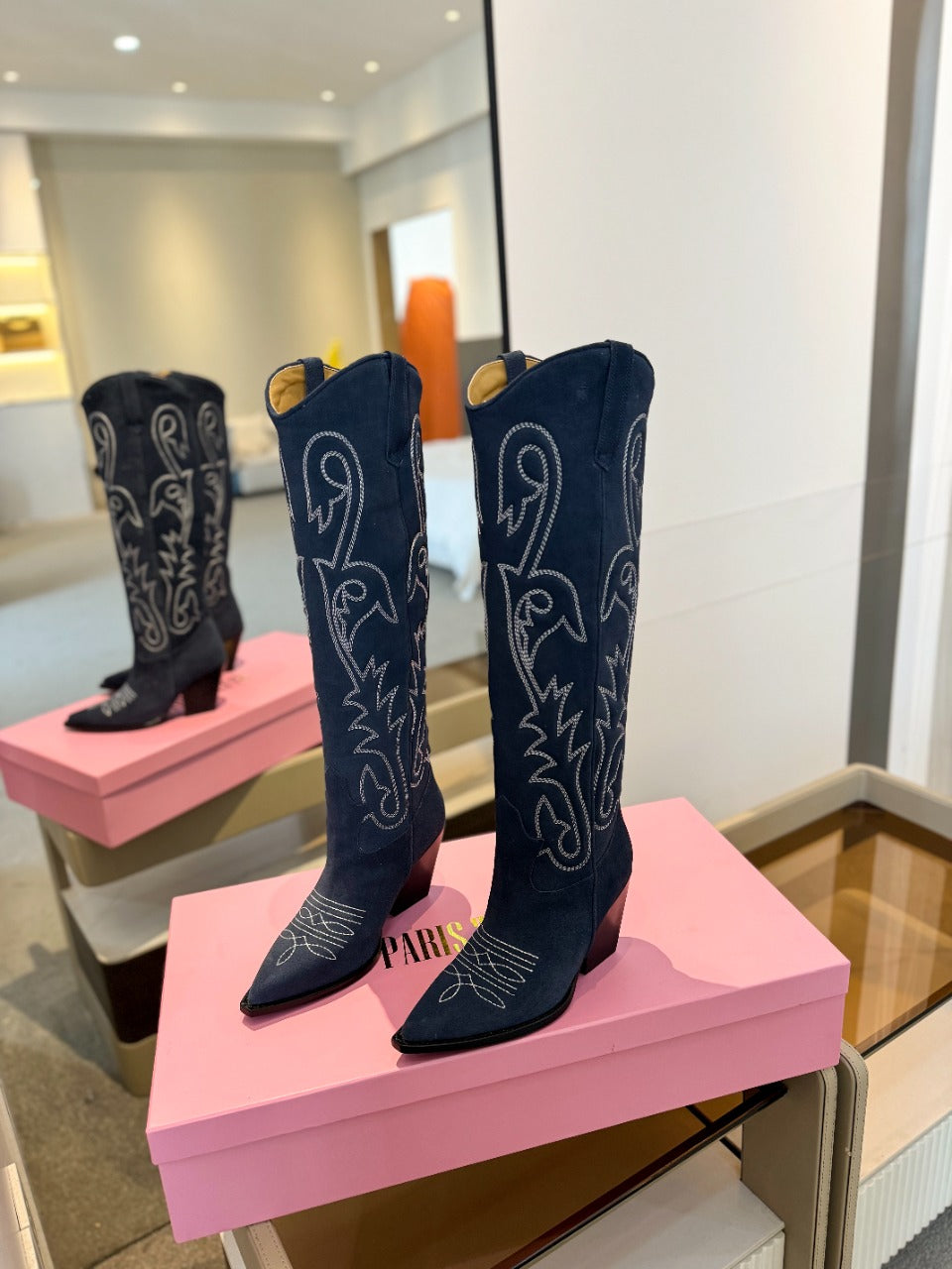 Paris Texas Embroidered Knee-High Boots