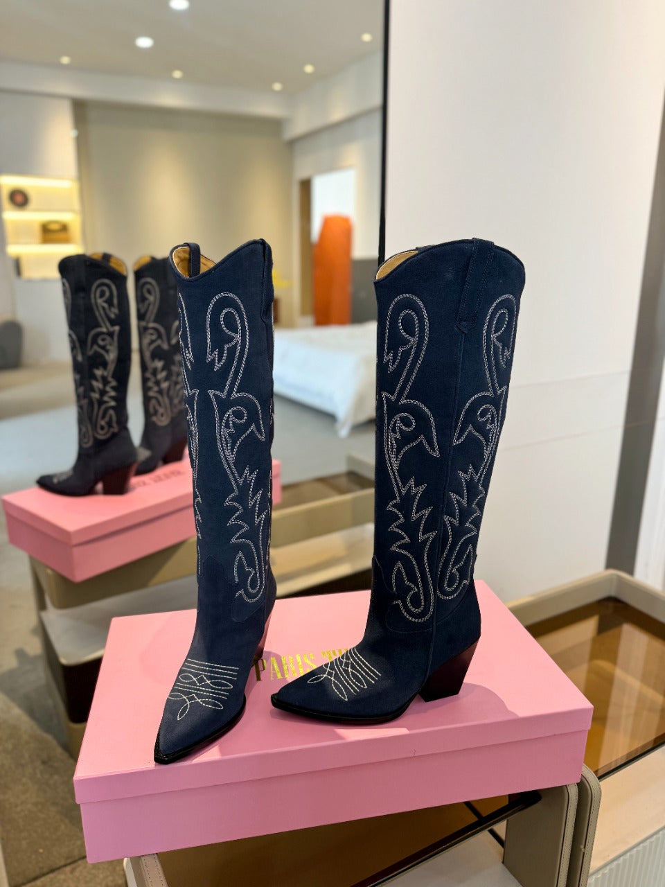 Paris Texas Embroidered Knee-High Boots