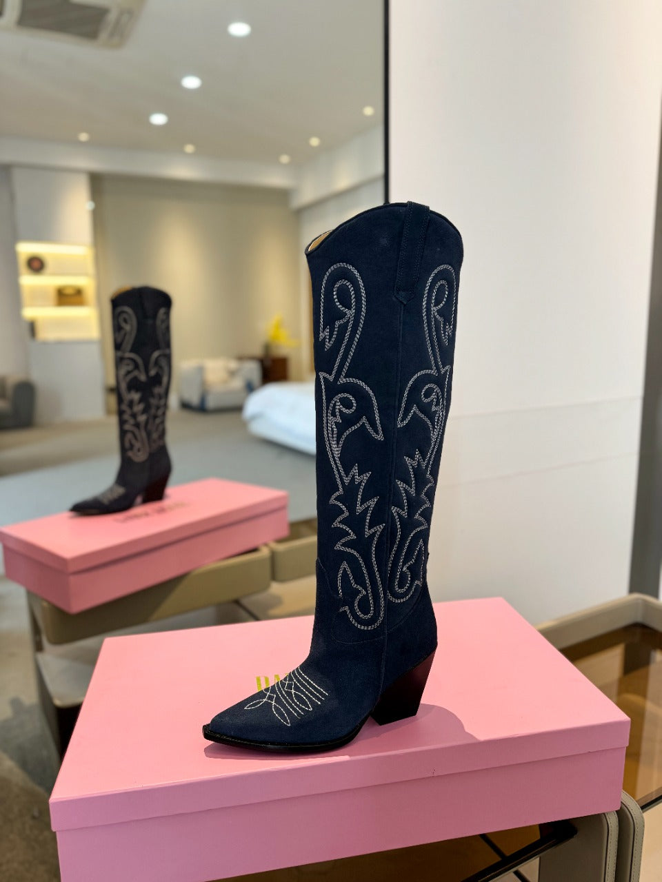 Paris Texas Embroidered Knee-High Boots