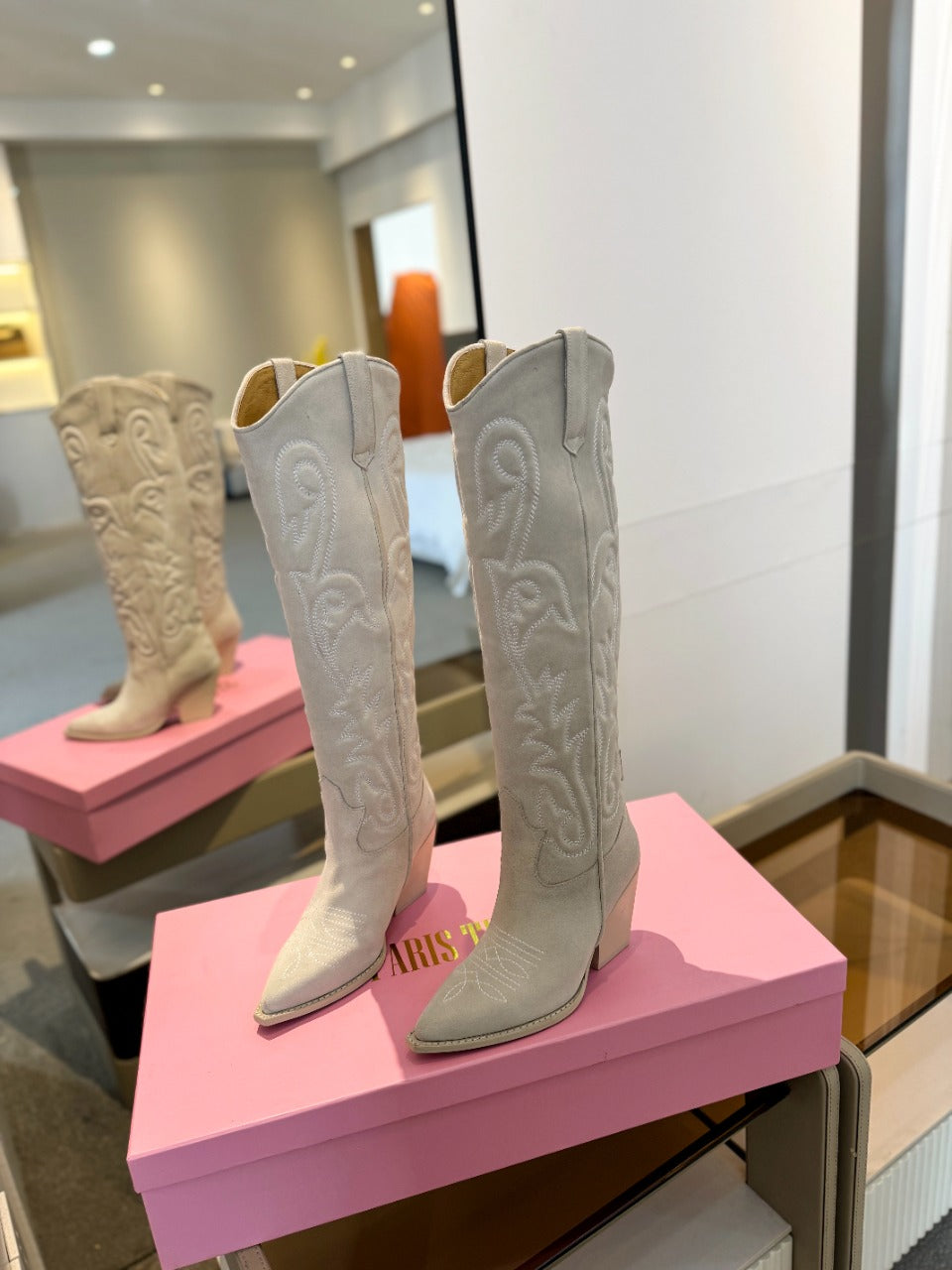 Paris Texas Embroidered Knee-High Boots