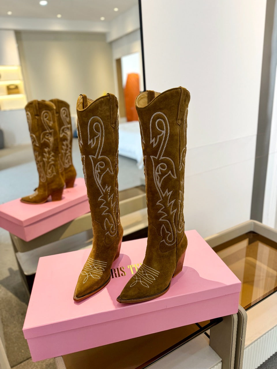 Paris Texas Embroidered Knee-High Boots