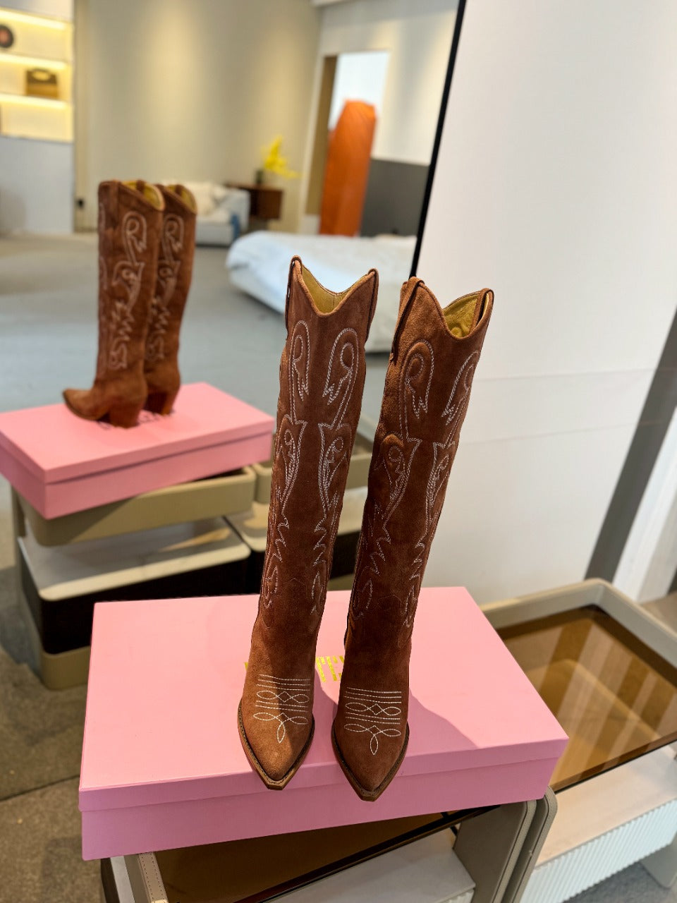 Paris Texas Embroidered Knee-High Boots