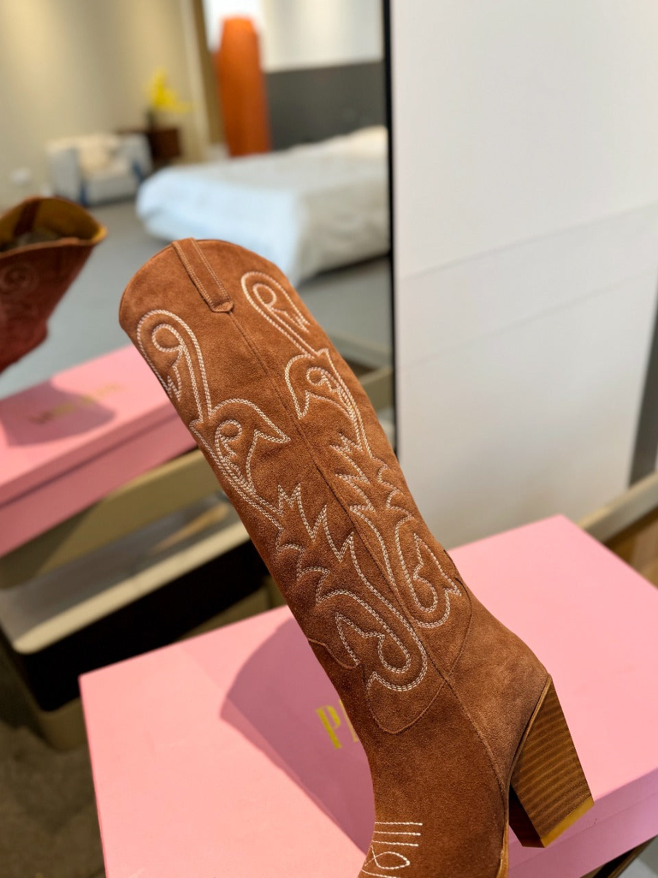 Paris Texas Embroidered Knee-High Boots