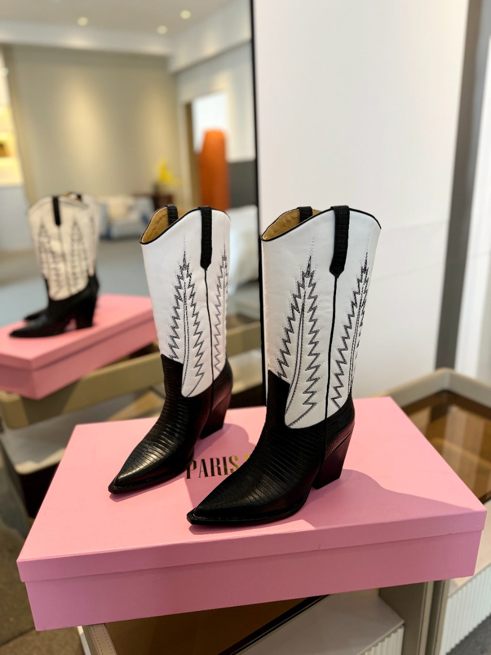 Paris Texas Suede Embroidered Knee-High Boots