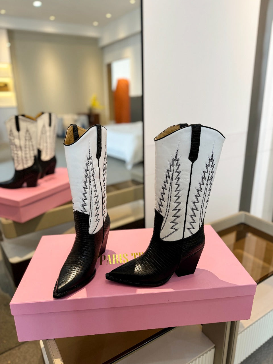 Paris Texas Suede Embroidered Knee-High Boots