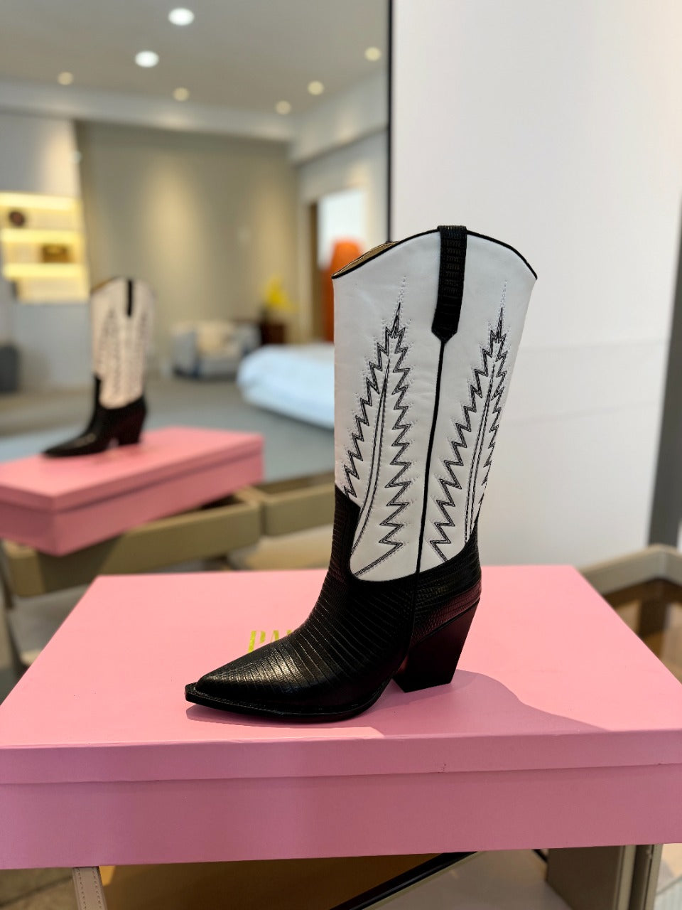 Paris Texas Suede Embroidered Knee-High Boots
