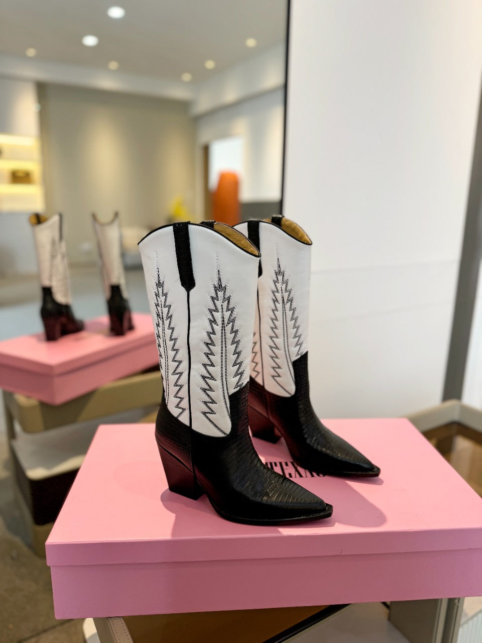Paris Texas Suede Embroidered Knee-High Boots