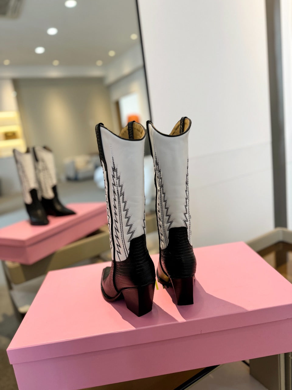 Paris Texas Suede Embroidered Knee-High Boots