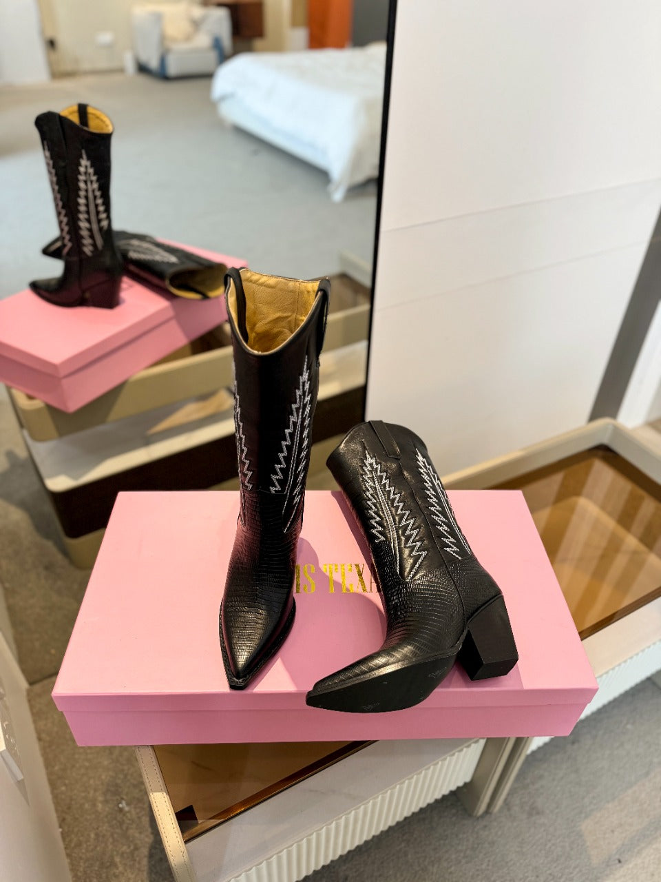 Paris Texas Suede Embroidered Knee-High Boots