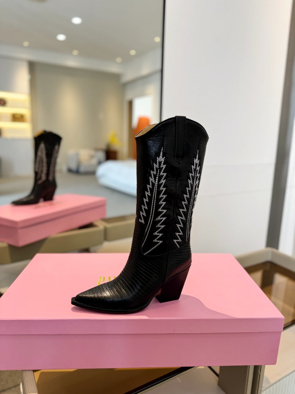 Paris Texas Suede Embroidered Knee-High Boots