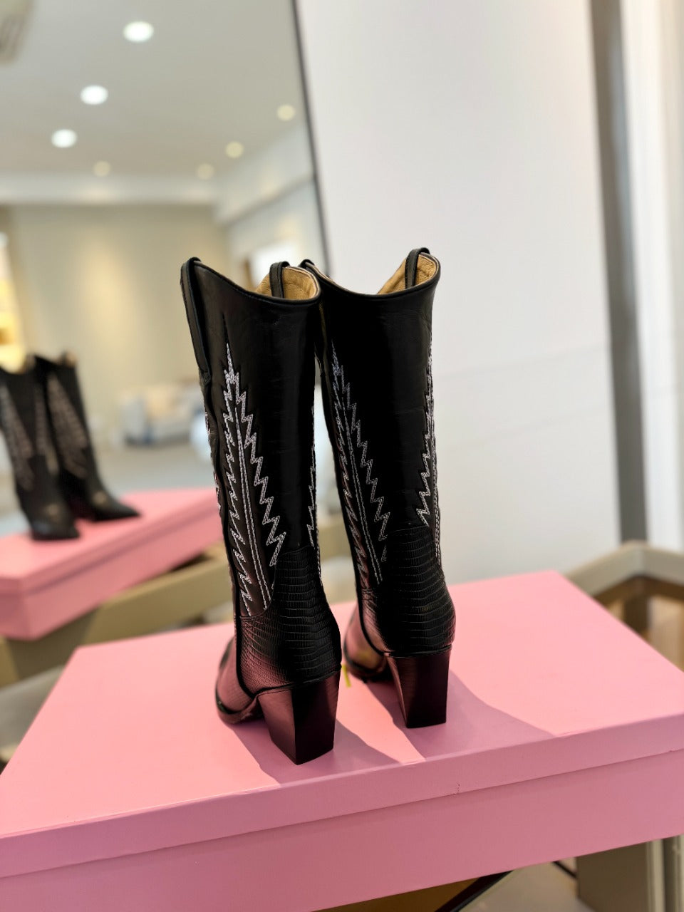 Paris Texas Suede Embroidered Knee-High Boots