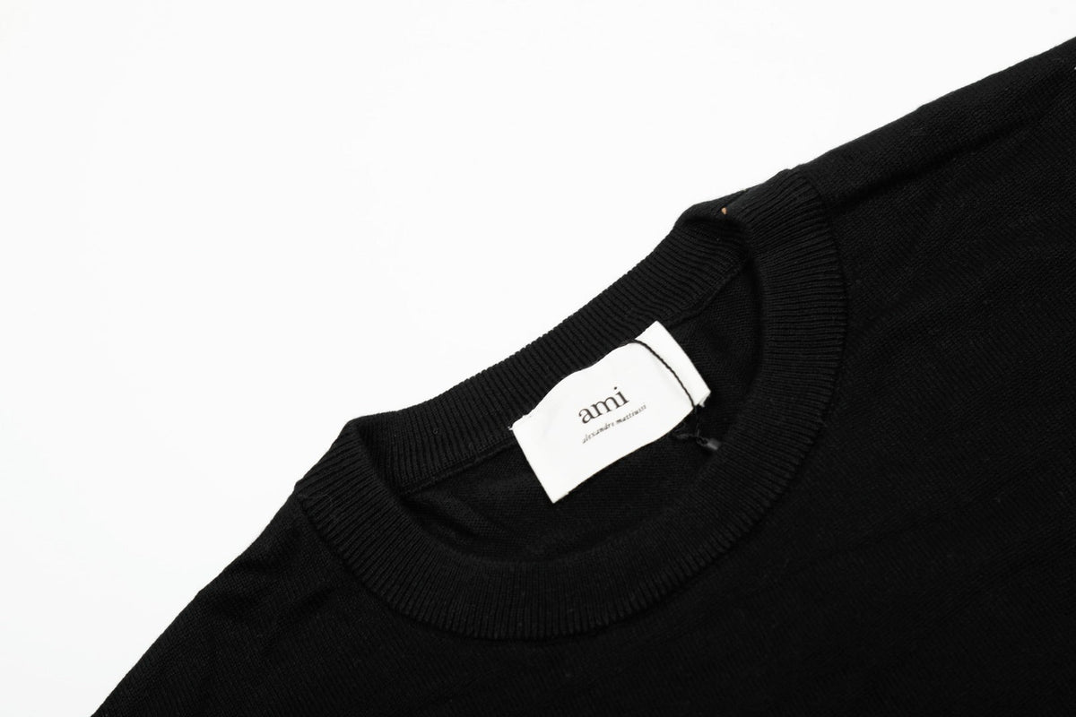 Ami Paris Classic Heart Embroidered Knit T-Shirt – 2025SS