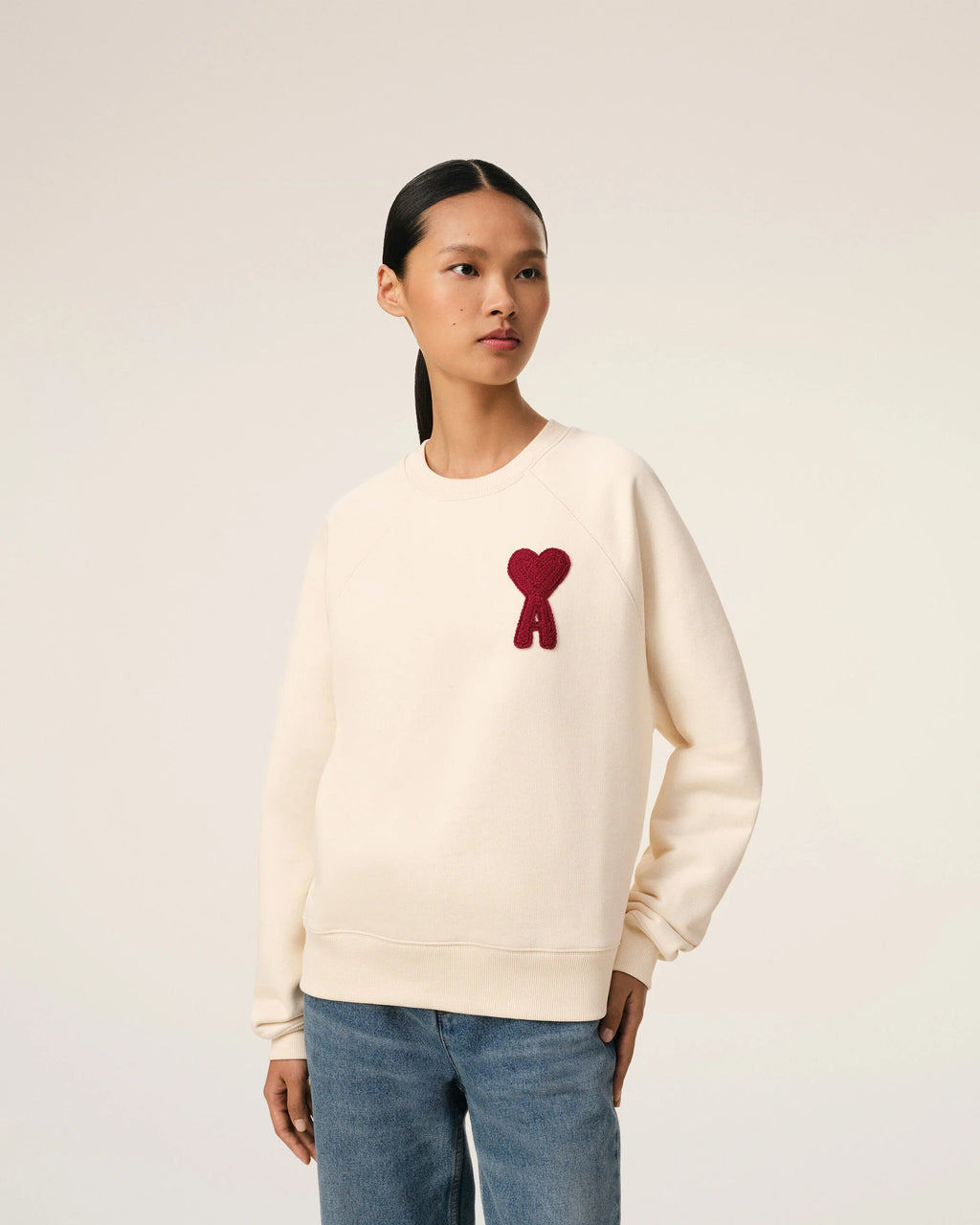 AMI Paris Ami de Coeur Raglan Crewneck Sweatshirt – 25FW