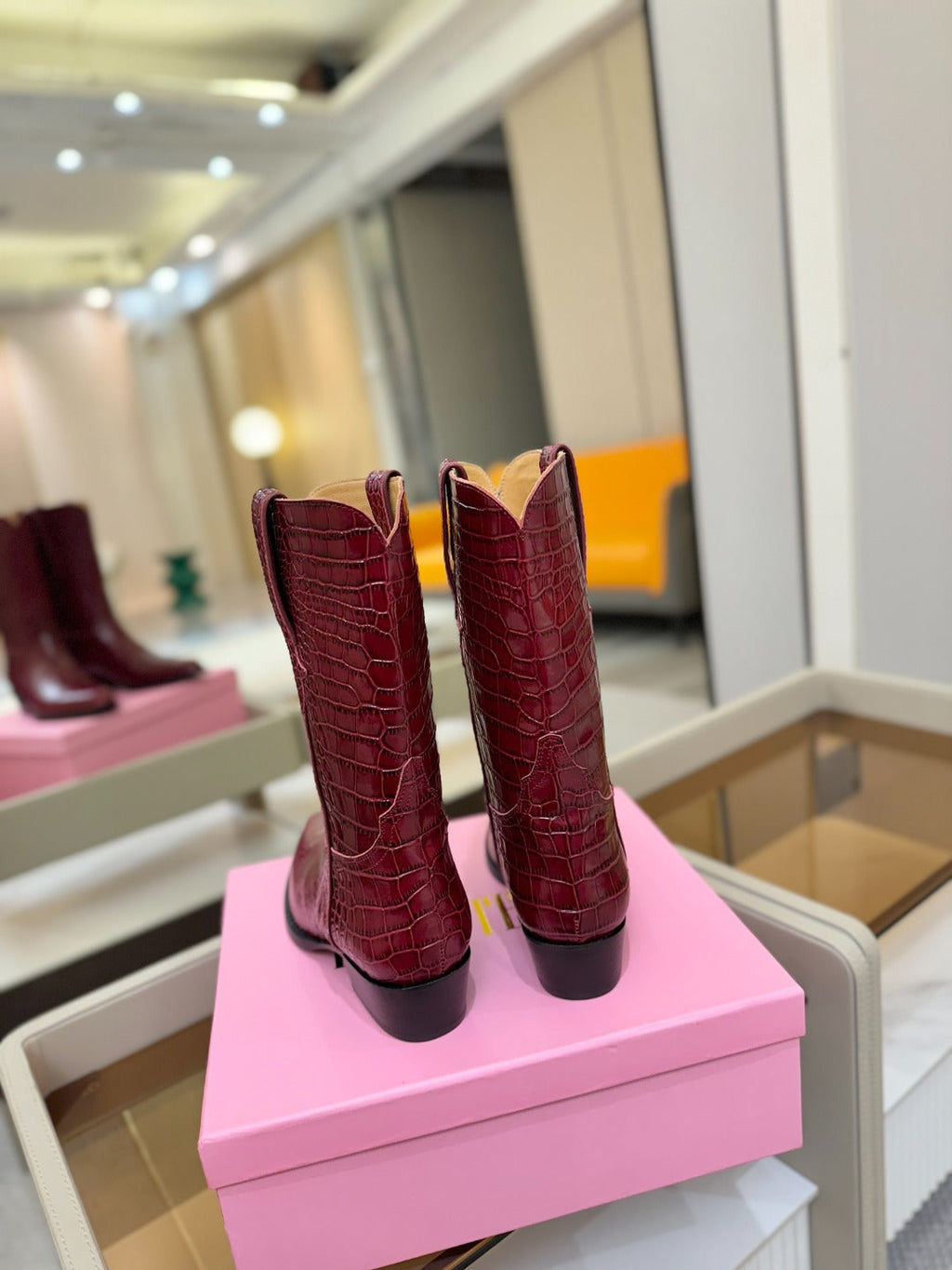Paris Texas Crocodile Embossed Western Ankle Boots