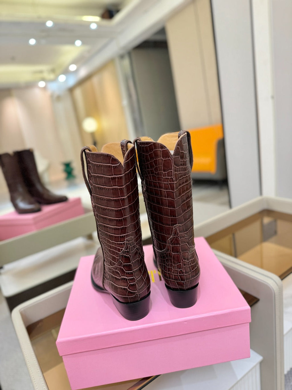 Paris Texas Crocodile Embossed Western Ankle Boots