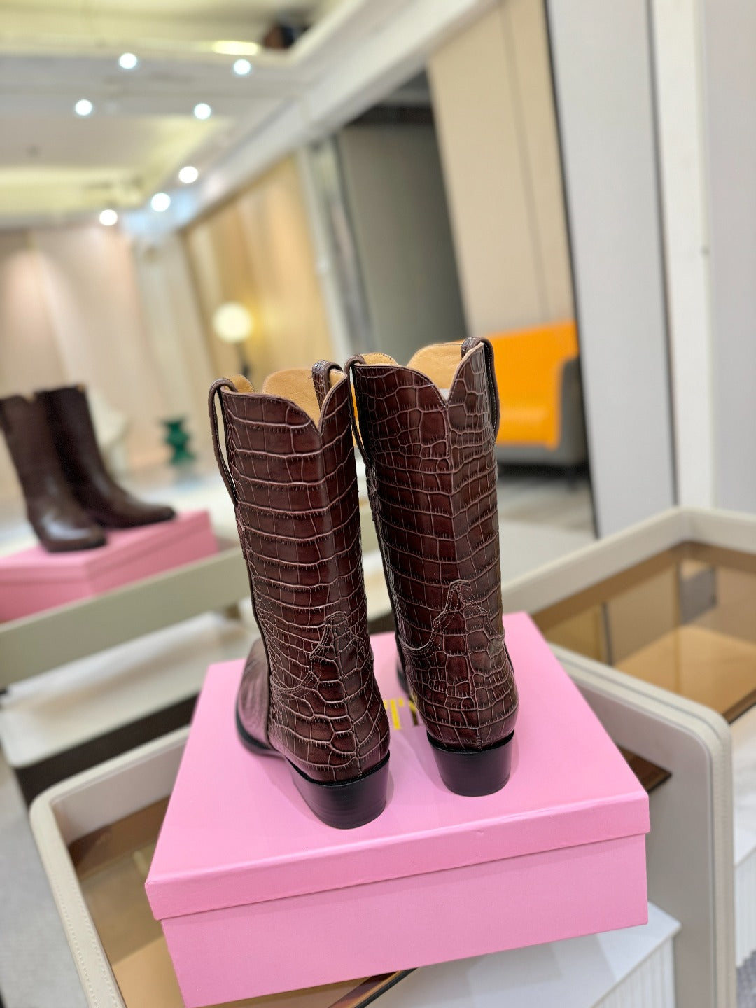 Paris Texas Crocodile Embossed Western Ankle Boots
