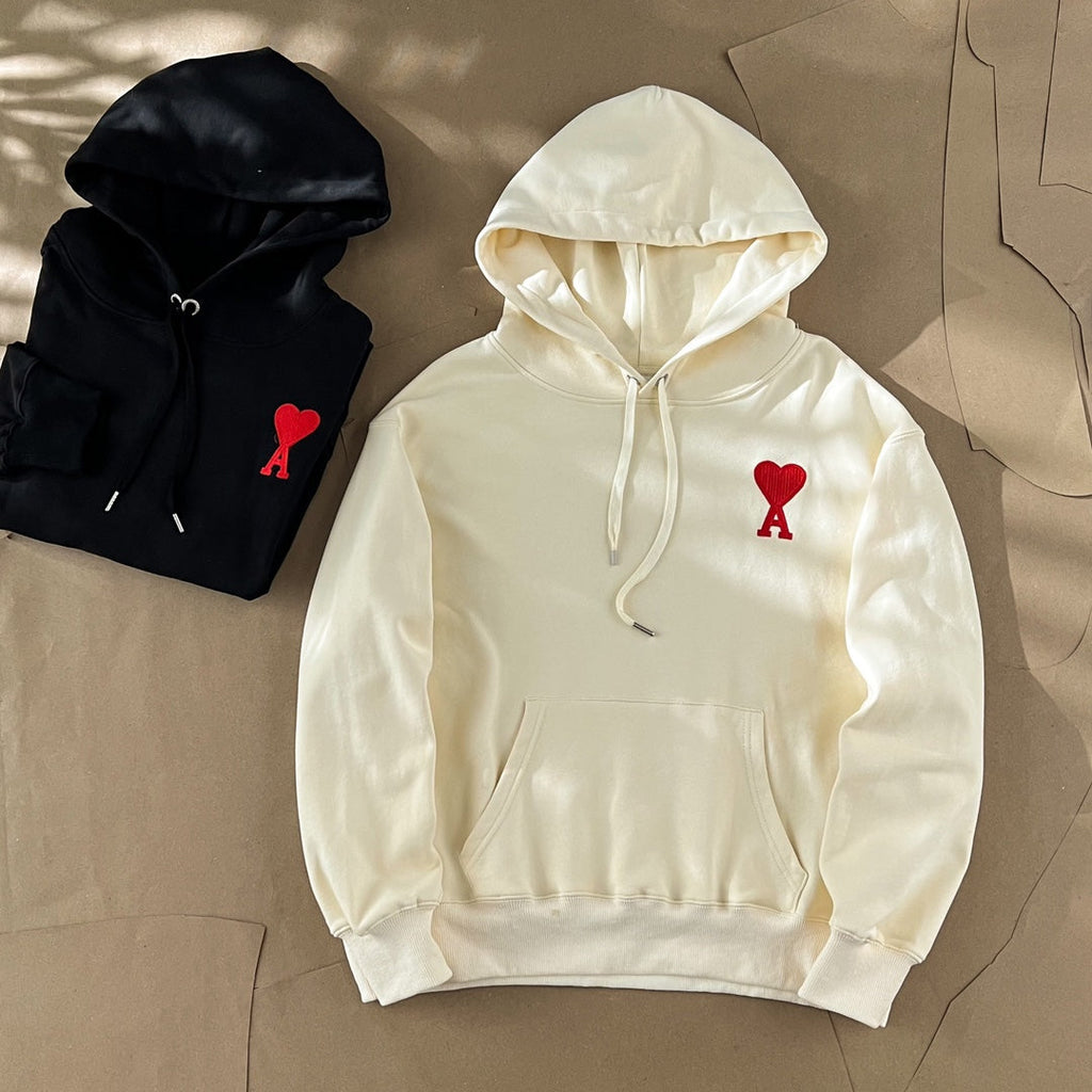 Ami Paris Ami De Coeur Heart Embroidery Hoodie