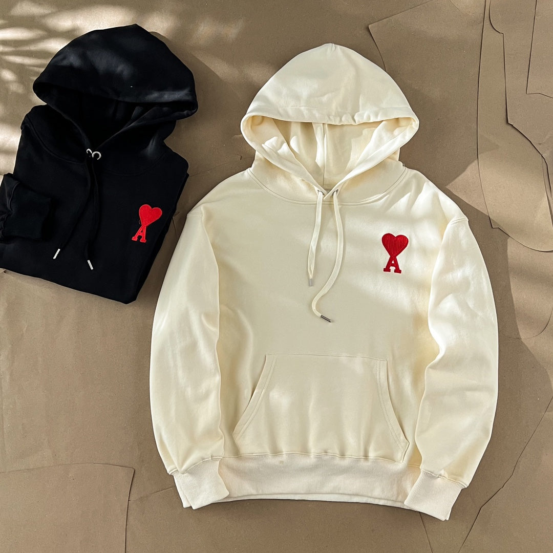 Ami Paris Ami De Coeur Heart Embroidery Hoodie