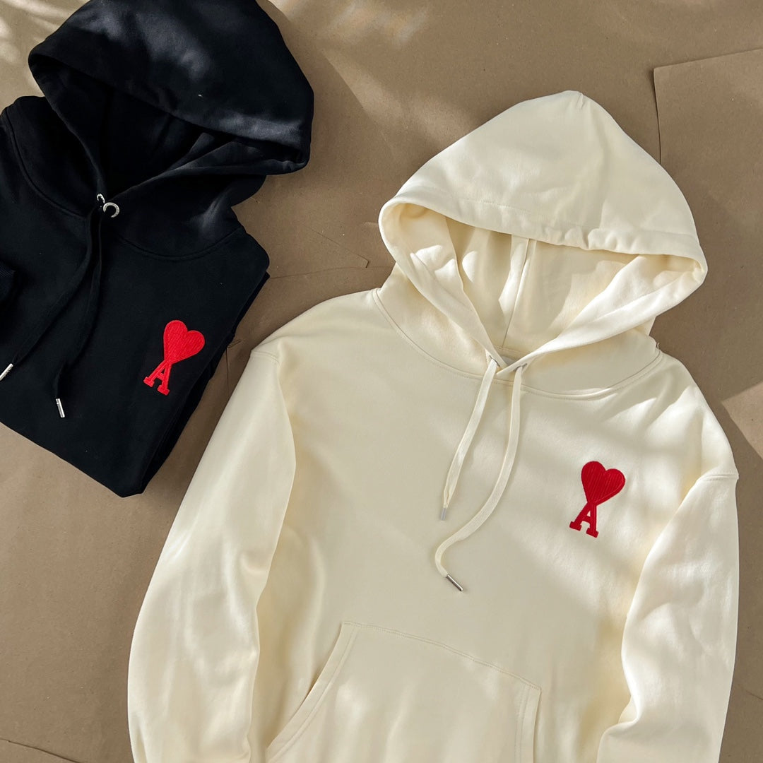 Ami Paris Ami De Coeur Heart Embroidery Hoodie